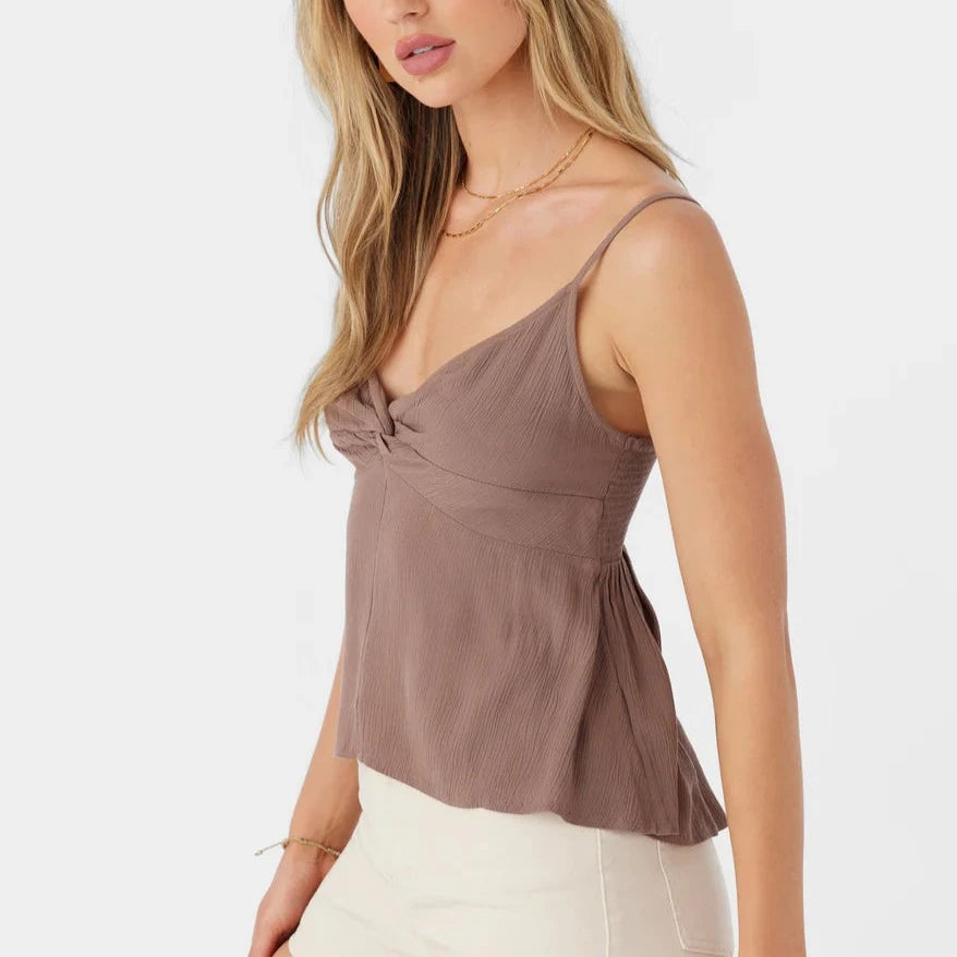 surf jackets for wind protection-Oneill Tobi Twist Tank Top - Deep Taupe