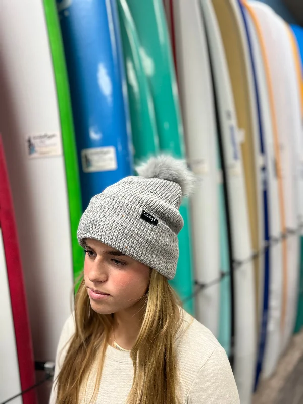 surfboards for easy transitions between turns-WBZ Montage Pom Beanie Light Grey