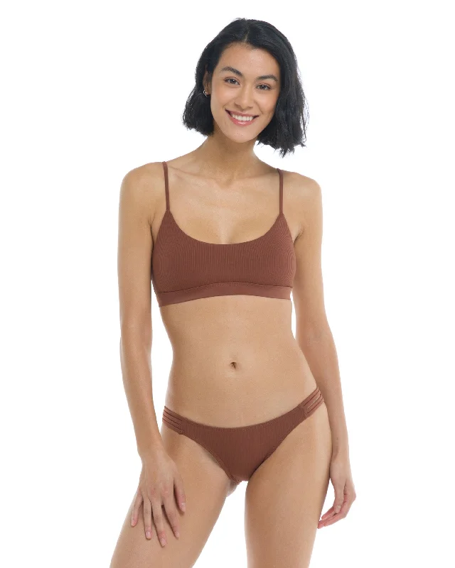 best surfwear for tropical climates-Ibiza Aro Bralette Bikini Top - Brown