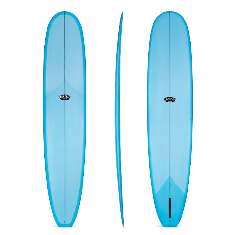 surfboards for beginners to intermediate surfers-9' Classic Noserider Longboard Surfboard Blue Resin Tint (Poly)