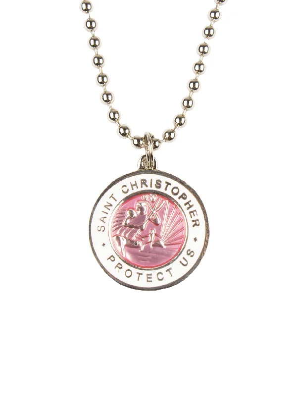 quick-drying surf clothing-Jack's St. Christopher Necklace -Light  Pink/ White