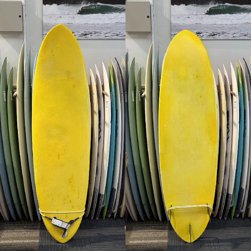 surfboards for carving down the line-YELLOW SURFBOARD 6'10" 50L EPOXY FCS