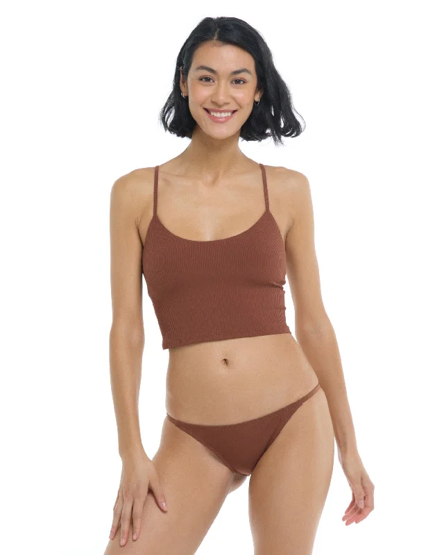 breathable surf clothes for hot weather-Ibiza Norah Swim Crop Top - Brown