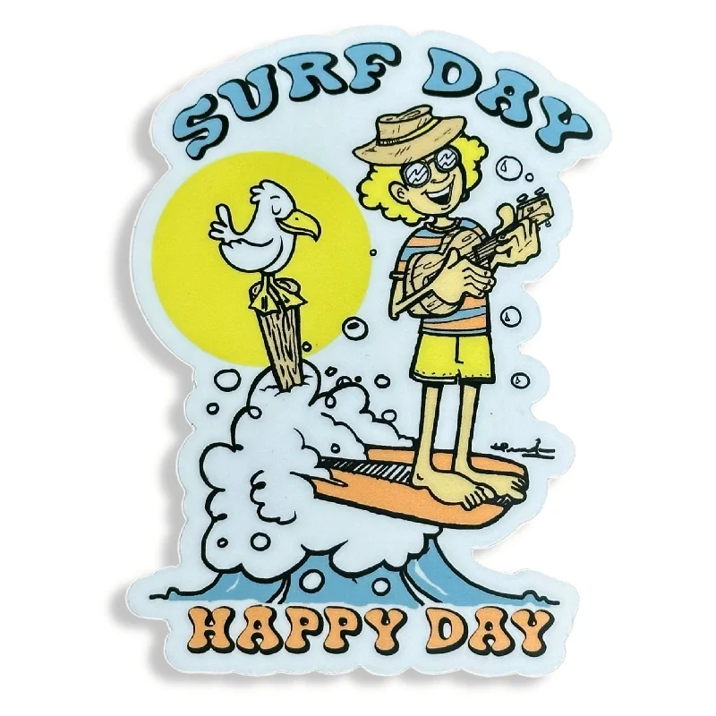 surfboards with precision control-Surf Happy Day Sticker