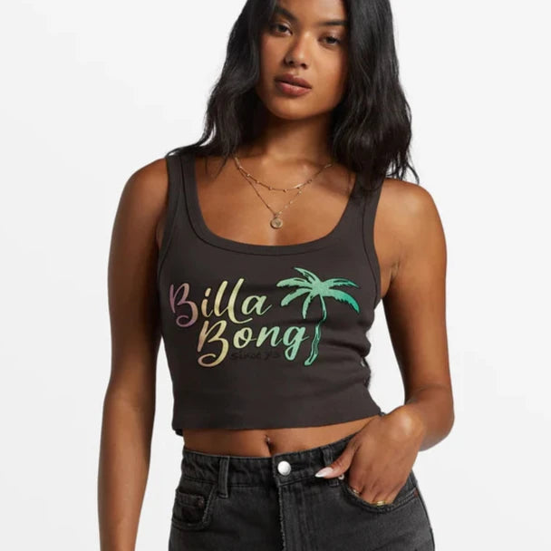 affordable surf gear for beginners-Billabong Fresh Squeezed Cropped Tank Top - Black