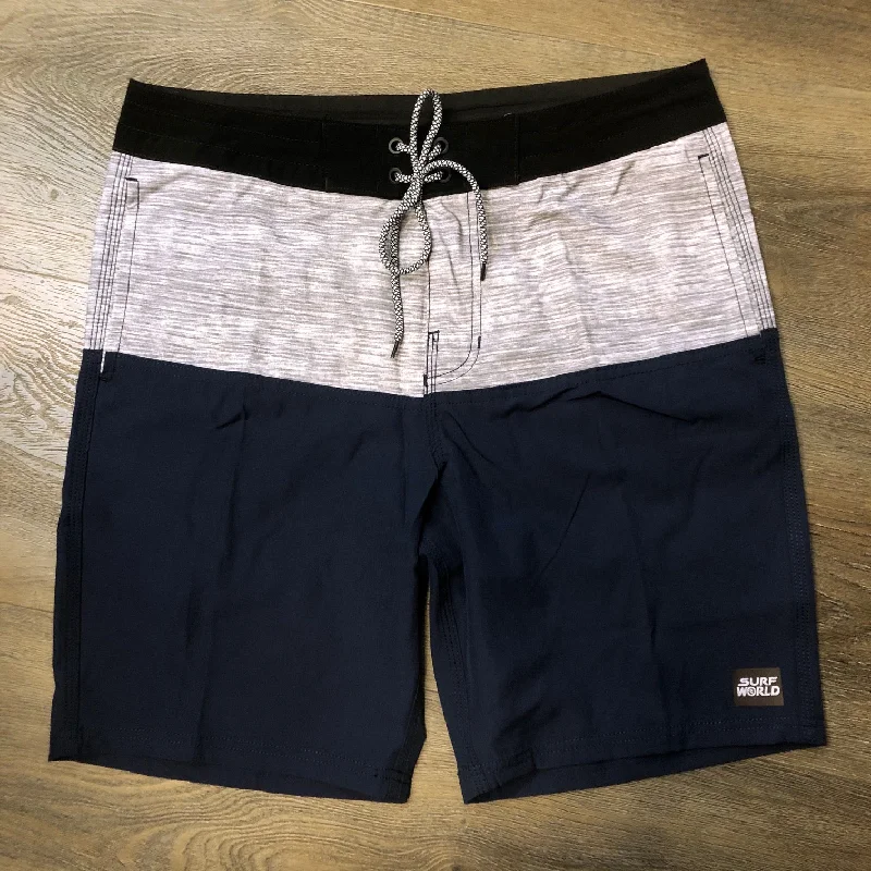 thermal surf suits for winter-Surf World Birch Taylor Boardshorts -  The Surf World Collection - Navy