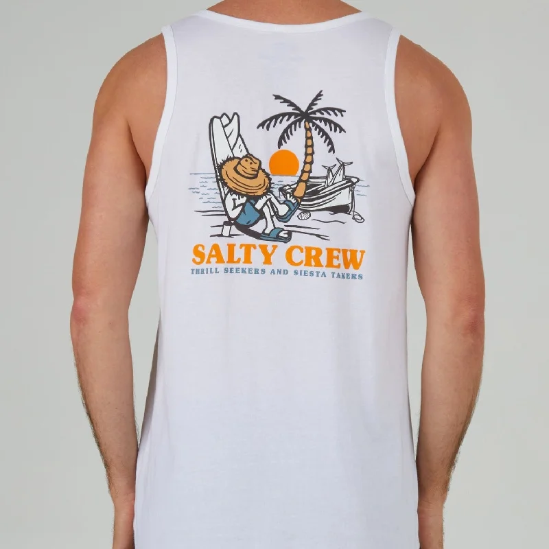 surf boots for cold water-Salty Crew Siesta Tank Top - White