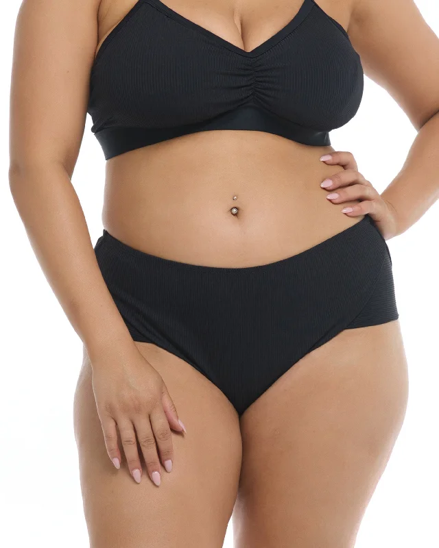 surf clothing with moisture-wicking technology-Ibiza Plus Size Coco Bikini Bottom - Black